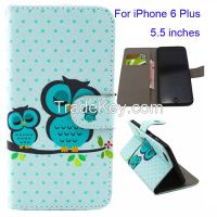 Painting Luxury PU Leather Card Slot Cover Case Wallet For Apple iphone 6 plus 5.5 inch (Color: Multicolor)