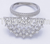 Elegant CZ Micro Pave Chinese Fan Jewelry Ring