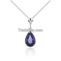 9ct White Gold Belle Necklace with 1.50ct Sapphire Pendant