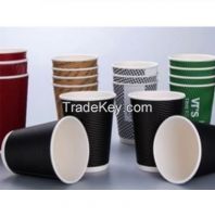 3oz-24oz one-off disposable ripple double wall disposable coffee cup take away paper cups