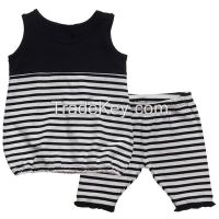 china manufactory striping sleeveless top and shorts baby girl set From China