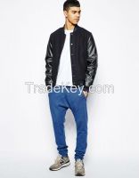 latest design drop crotch blue drawstring man pants with side pockets