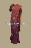 SA 126 - Organic hand embroidered maroon saree