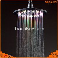 Brass shower head round shape brushed led light brass shower head