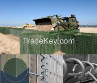 Defensive barrier flood wall gabion retaining wall