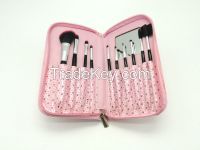 Beauty Brush Set with Pink Cute Pattern Handbag
