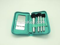 Facial Makeup Brush with Leather zipper folio carrying case