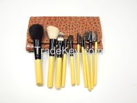 Classic Style 10 Pcs Makeup Brush Set with High Quality PU Bag