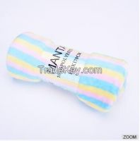 Colorful sripes printed flannel fleece blanket  From China