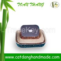 Coconut shell bamboo serving  tray ( Skype: hangleknn_1) From Vietnam