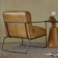 Brown Color Genuine Leather Chair with Italian Retro Style