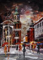 modern hot selling paris street rainy day painting 