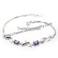 Diamond Silver Bracelet Cute Female Dolphin Jewelry