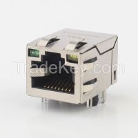 10/100base single port tab down rj45 connector with magnetics