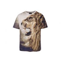 Stylish men's round collar T-shirt 3D lion man T-shirt Custom Made Available