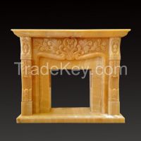 yellow onyx fireplace