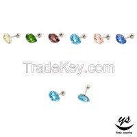 316L stainless steel fashion gem earring stud