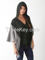 Alpaca Color Blocked Poncho