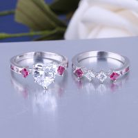 925 Silver Sterling Engagement and wedding heart shape Ring Set for Women