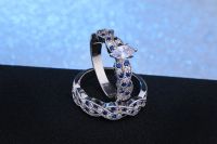 new design hot sale 925 Silver Sterling Ring set with sapphire CZ From China