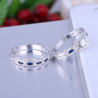 925 Silver anniversary Ring Set for Women and men gift jewelry