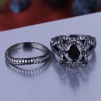 925 Silver Sterling Black rhodium plated Ring Set for Women - S0037