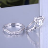 925 Silver Sterling Rings Set For Women And Men With Top Quality Aaa Cz