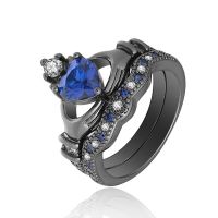 925 Silver Sterling  Women Rings With Sapphire Stone Prong Setting