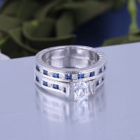 925 Silver Sterling Ring Set For Women  Wedding Rings With Sapphire