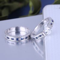 925 Silver Sterling Ring Set For Women  Wedding Rings With Sapphire