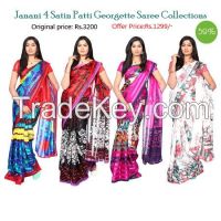 Janani 4 Satin Patti Georgette Saree Collections @ Just Rs.1,299/- From India