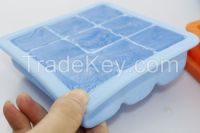 9 cavities silicone ice tray with lid