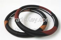 Premium tan genuine leather steering wheel cover  From China