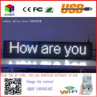 led display screen 40X8 inch P10 indoor white LED sign wireless and usb programmable rolling information 