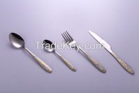 High quality stainless steel golden cutlery set