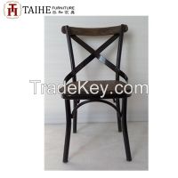 No folding metal chair for home furniture design with wooden seat