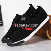 LEYO summer man shoes black or navy color block twill casual shoes fashion lace-up sneaker