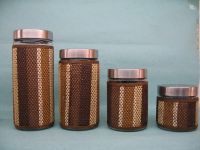 Glass Canister Set With Colored Coat