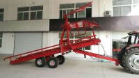 bale bundle transportation trailer for farm tractor with hydraulic self loading and self unloading