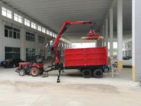Tipping Trailer With Crane For Wood Chips , Grass, Bales