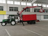 Tipping Trailer With Crane For Wood Chips , Grass, Bales