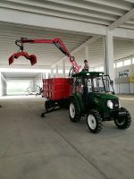 tipping trailer with crane for wood chips , grass, bales