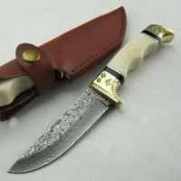 Custom handmade Damascus engraved knife