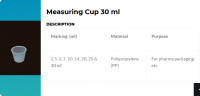 Measuring cup 10 ml / 15 ml / 17 ml / 20 ml / 24 ml / 25 ml / 30 ml