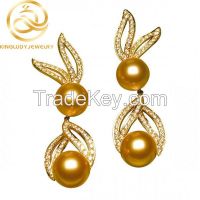 Lover Rabbit Shape Gold Color Pearl Earrings Fashion Jewelry