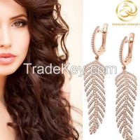 Rose Gold Plated Leaf Shape Fashion Clip Earrings Jewelry