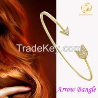 New Arrival Yellow Gold Plating Arrow Thin Line Fashion Bangle