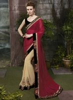 Exotic Red and Beige Half Saree