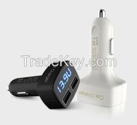 2-port 3.1A Car Charger with Charging Current, voltage and in-car Temperature Display