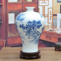 Blue and White Landscape Porcelain Vase